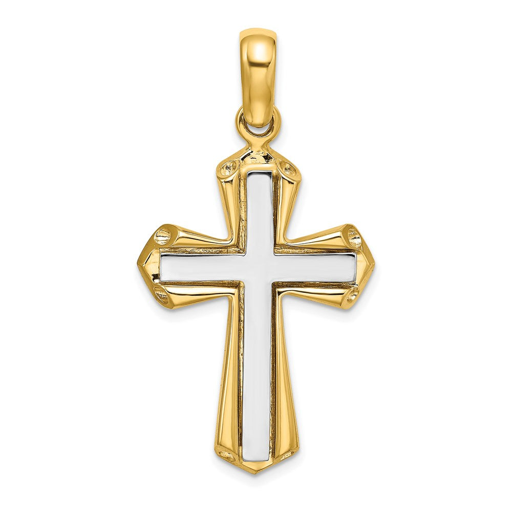 14k Two-tone Gold Polished Cross Charm