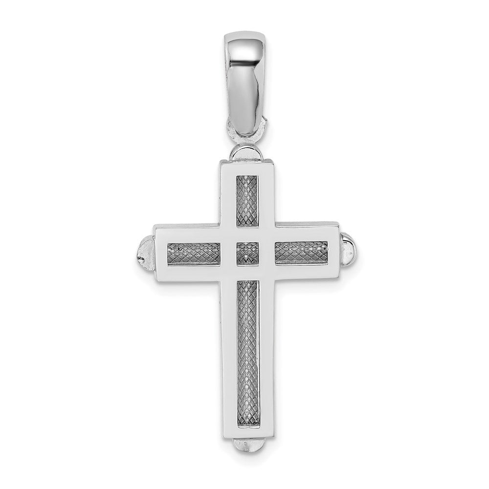 14k White Gold Beveled Cross Charm