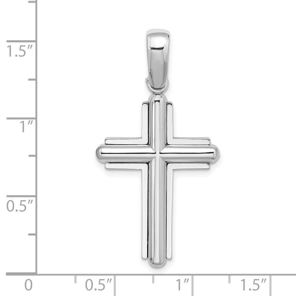 14k White Gold Beveled Cross Charm