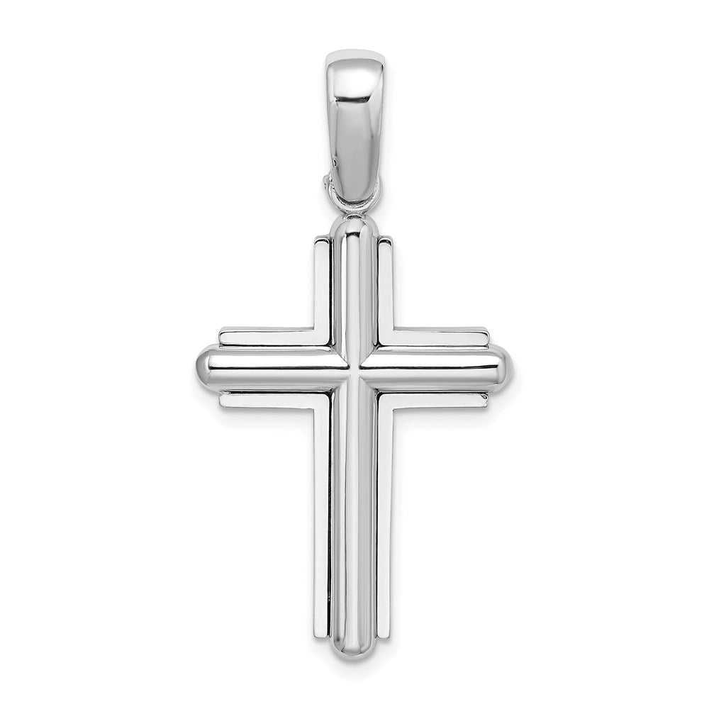 14k White Gold Beveled Cross Charm