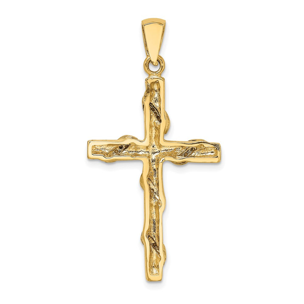 14k Two-tone Gold Two-tone Gold 2-D Vine Pattern Cross Charm