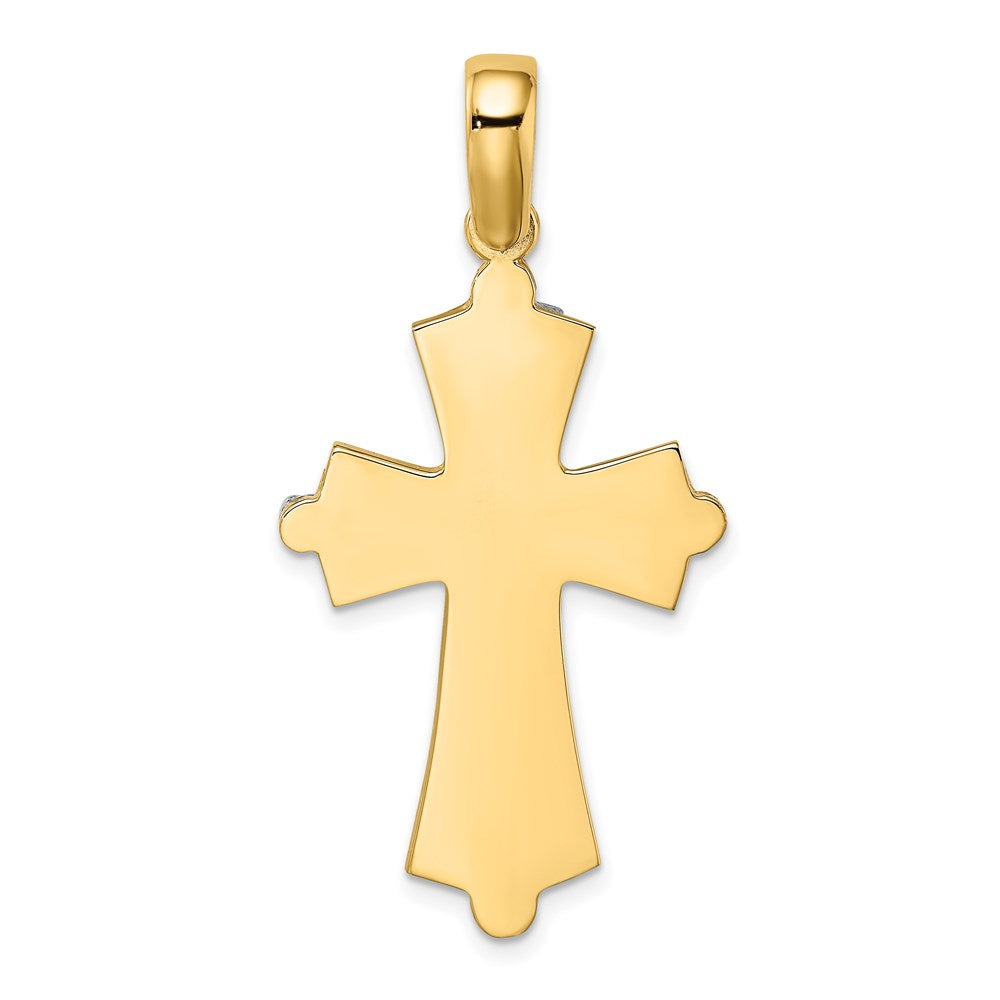 14k Two-tone Gold W/ Rhodium D/C and Wire Cross Charm