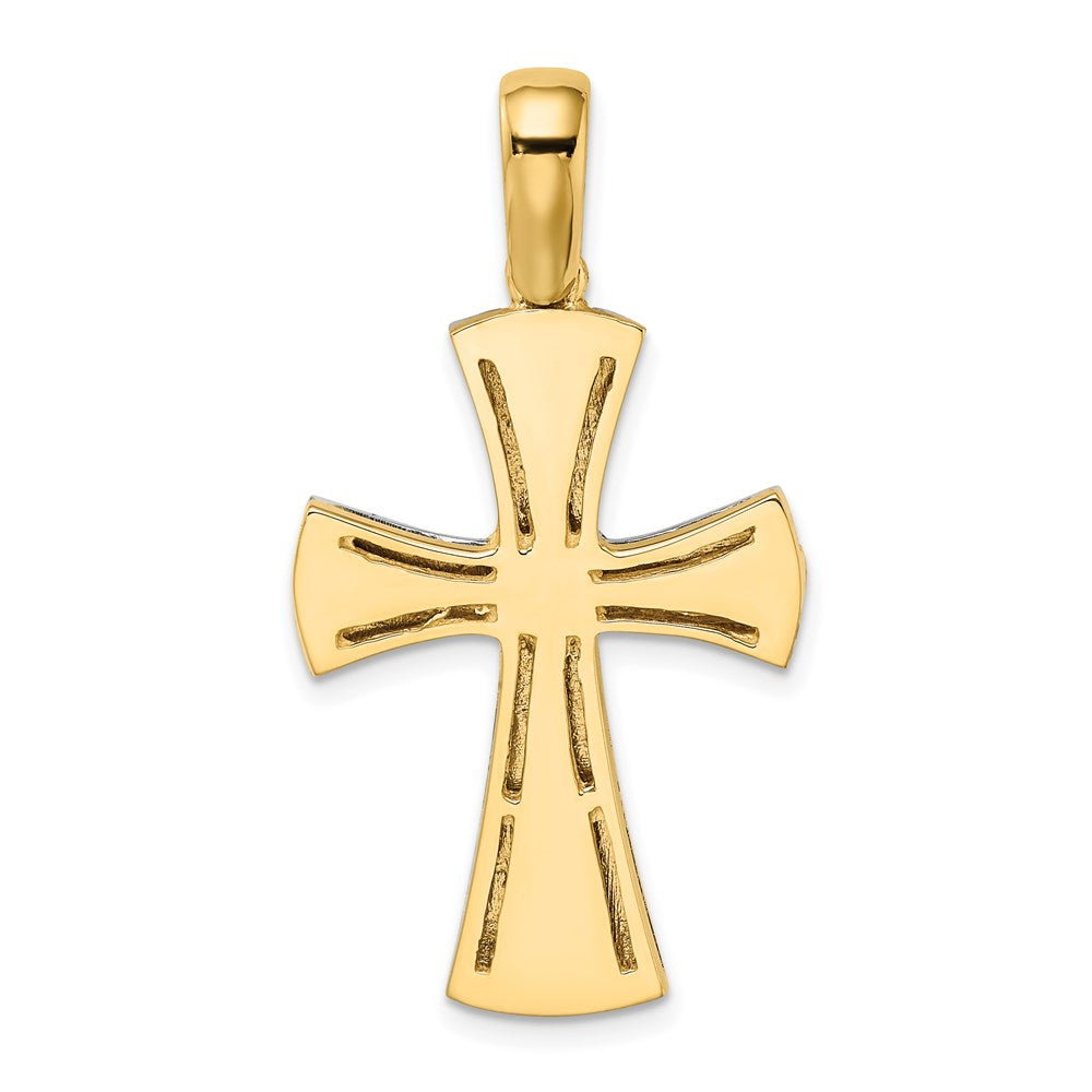 14k Two-tone Gold W/ Rhodium Cross Charm