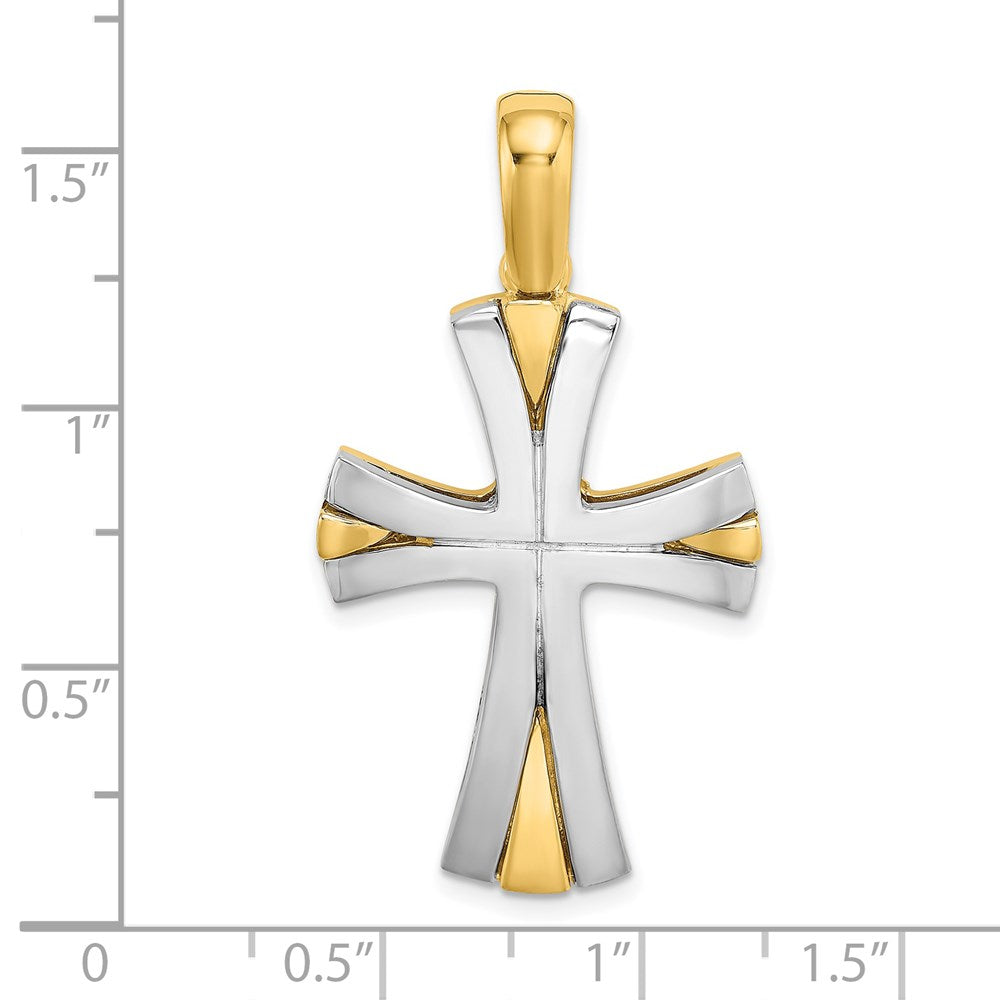 14k Two-tone Gold W/ Rhodium Cross Charm