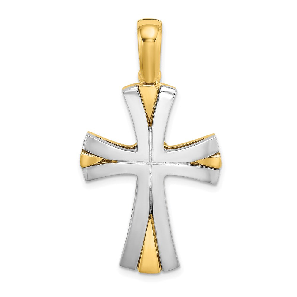 14k Two-tone Gold W/ Rhodium Cross Charm