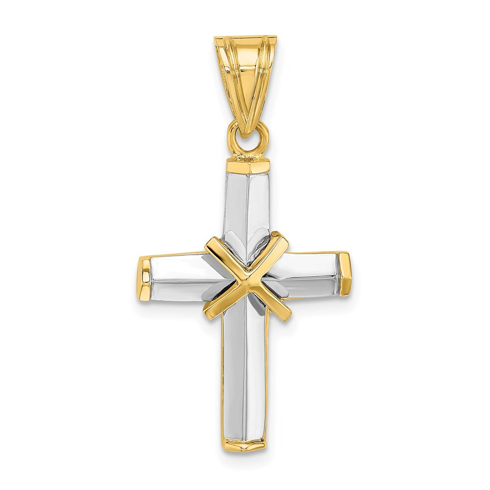 14k Two-tone Gold w/Rhodium Polished Cross Charm