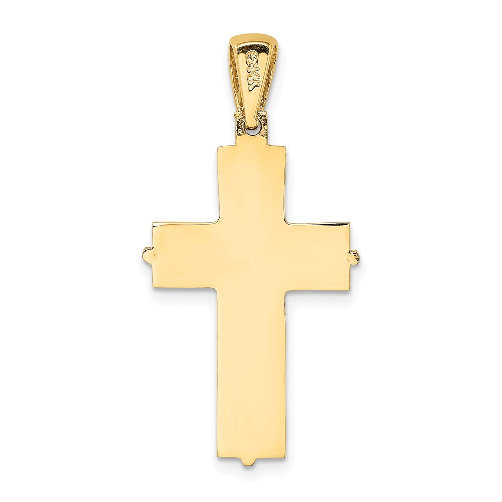 14k Two-tone Gold Block Cross Charm