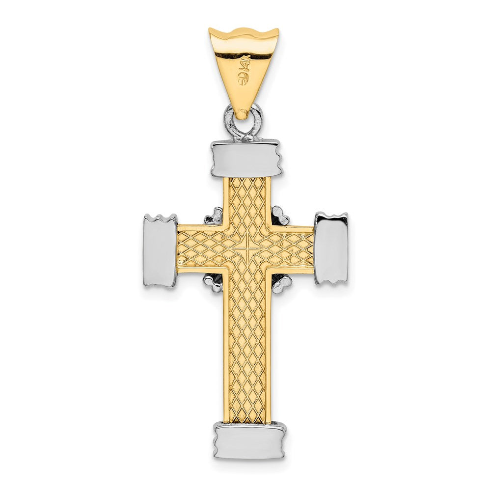 14k Two-tone Gold w/Rhodium  X Center Cross Charm