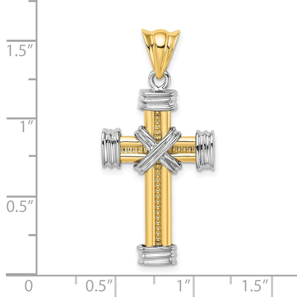 14k Two-tone Gold w/Rhodium  X Center Cross Charm