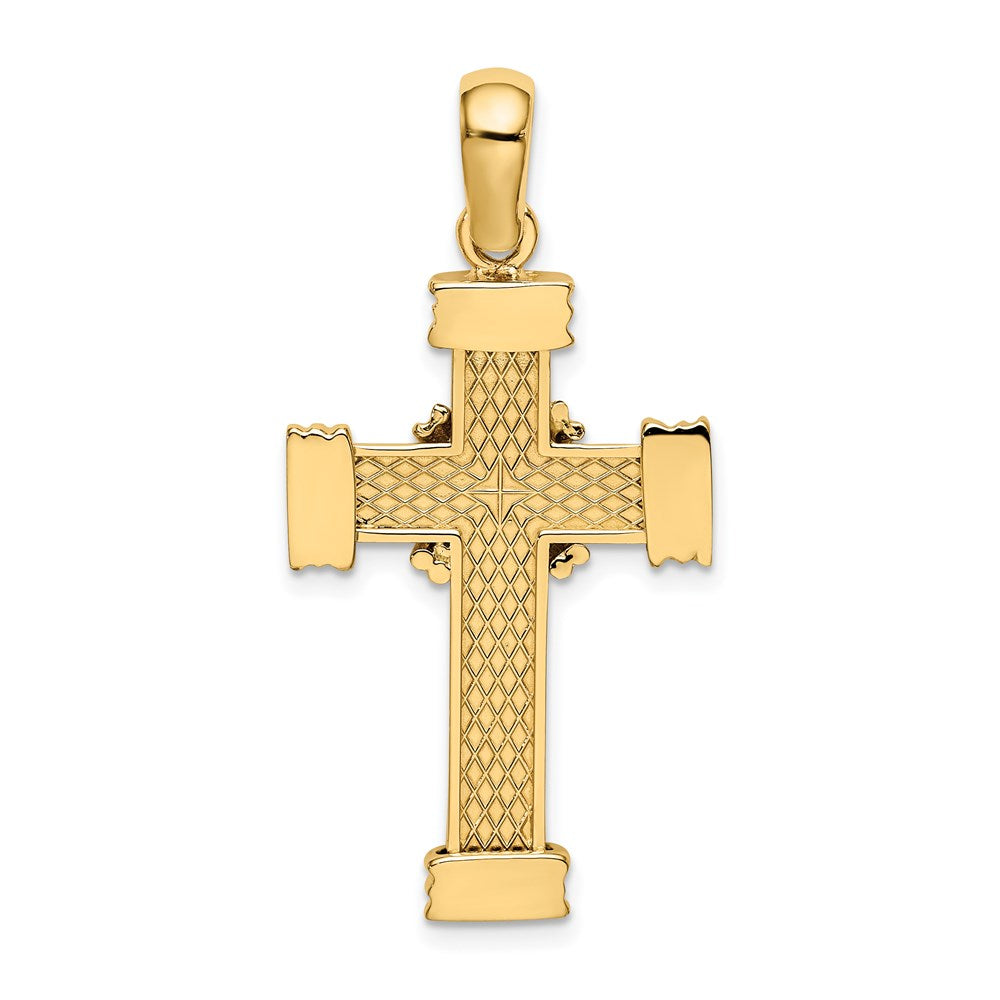 14k Yellow Gold Polished w/ X In Center of Cross Charm