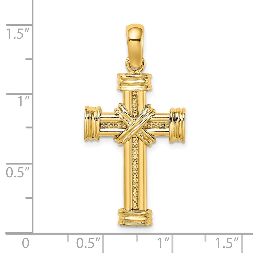 14k Yellow Gold Polished w/ X In Center of Cross Charm