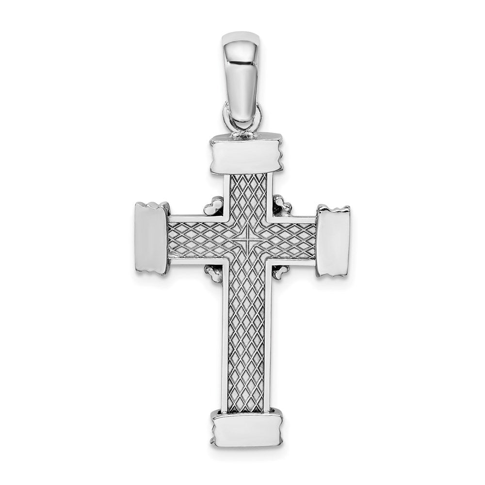 14k White Gold Polished w/ X In Center of Cross Charm