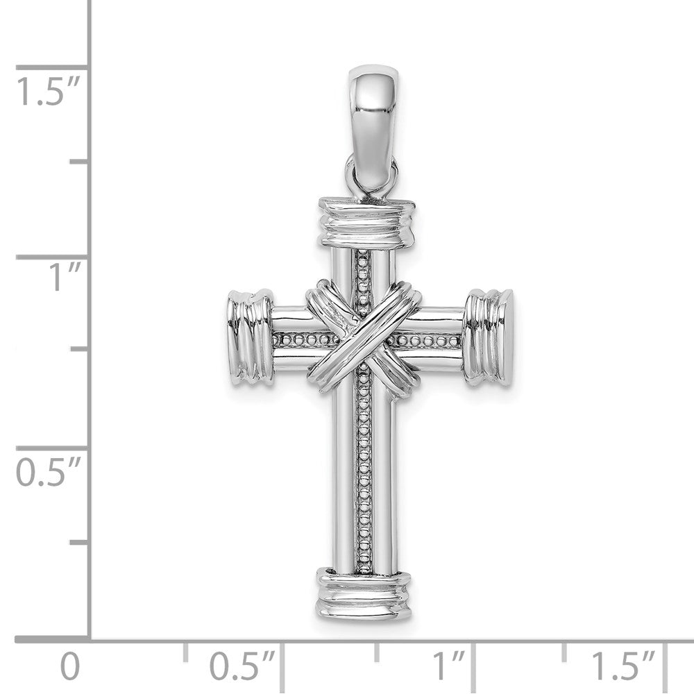 14k White Gold Polished w/ X In Center of Cross Charm