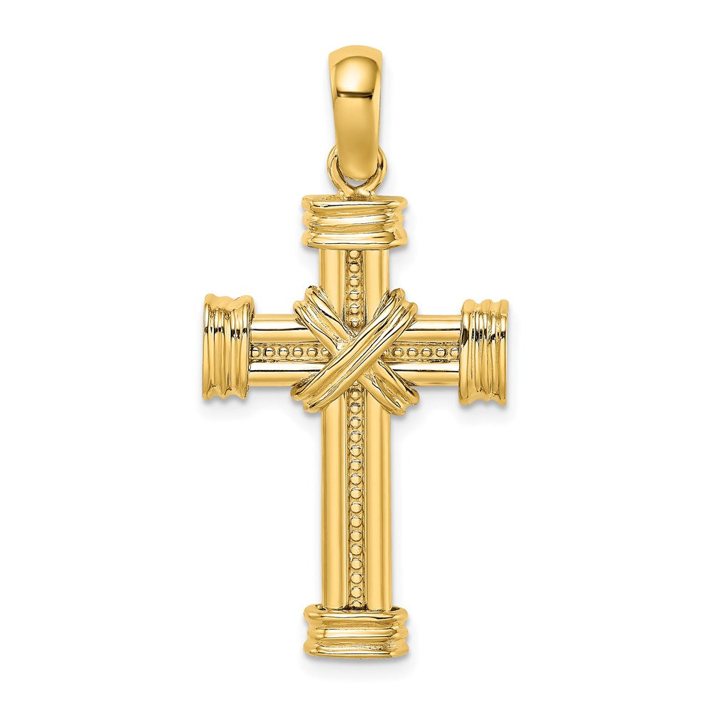 14k Yellow Gold Polished w/ X In Center of Cross Charm