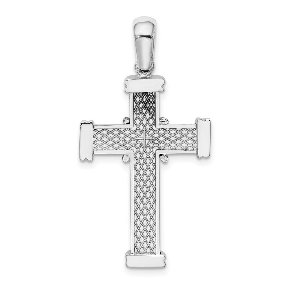 14k White Gold w/ X In Center Of Cross Charm