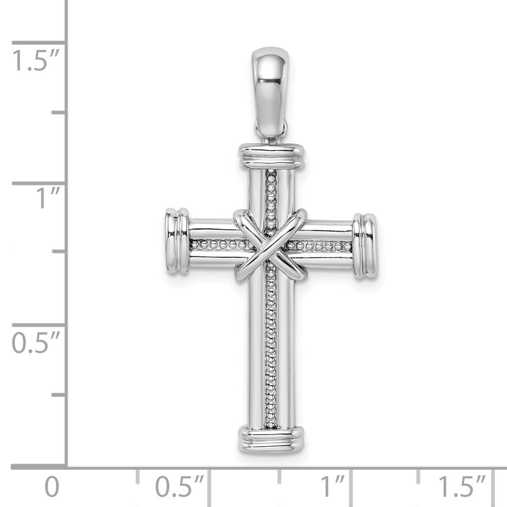 14k White Gold w/ X In Center Of Cross Charm