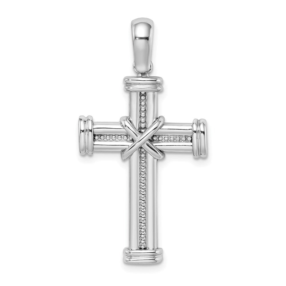 14k White Gold w/ X In Center Of Cross Charm