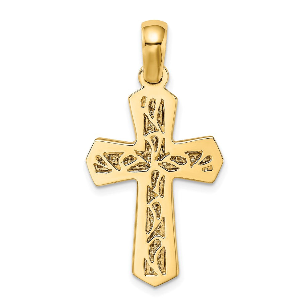 14k Two-tone Gold Polished Cross Charm