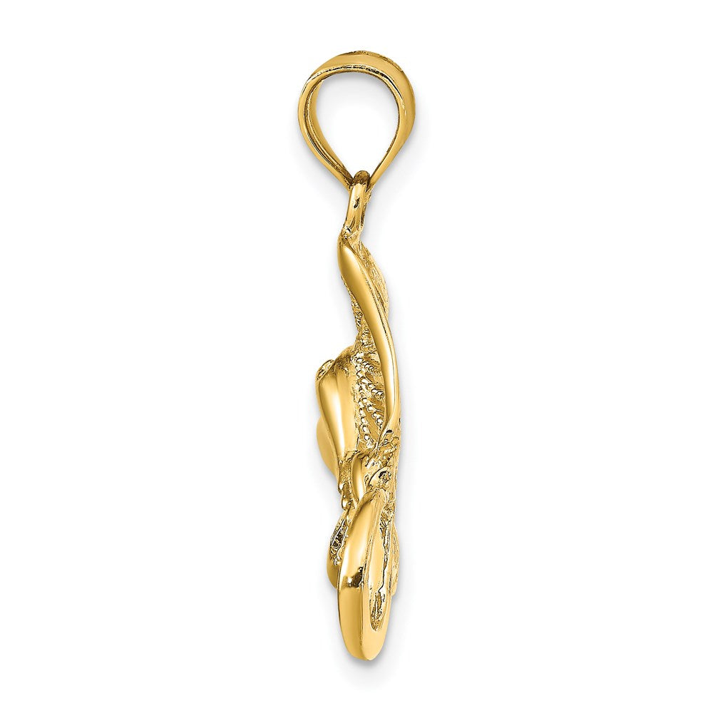 14k Yellow Gold Polished and Textured Accent Stingray Charm