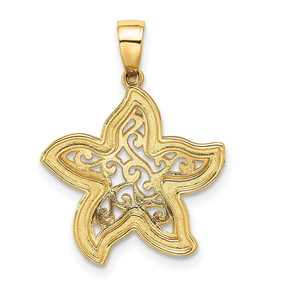 14k Yellow & Rhodium Gold with White Rhodium Starfish Pendant