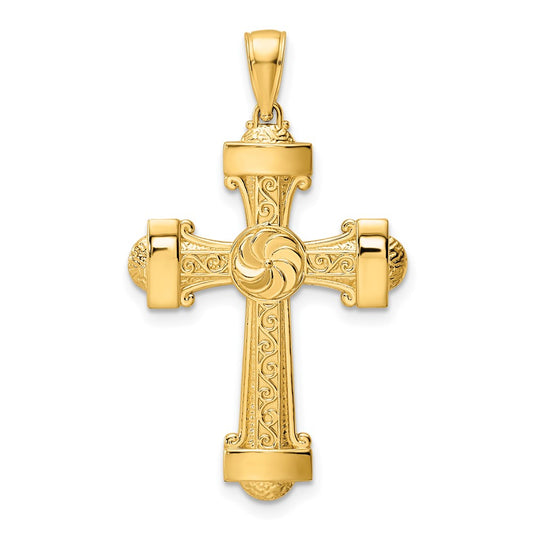 14k Yellow Gold Polished Fancy Cross Pendant