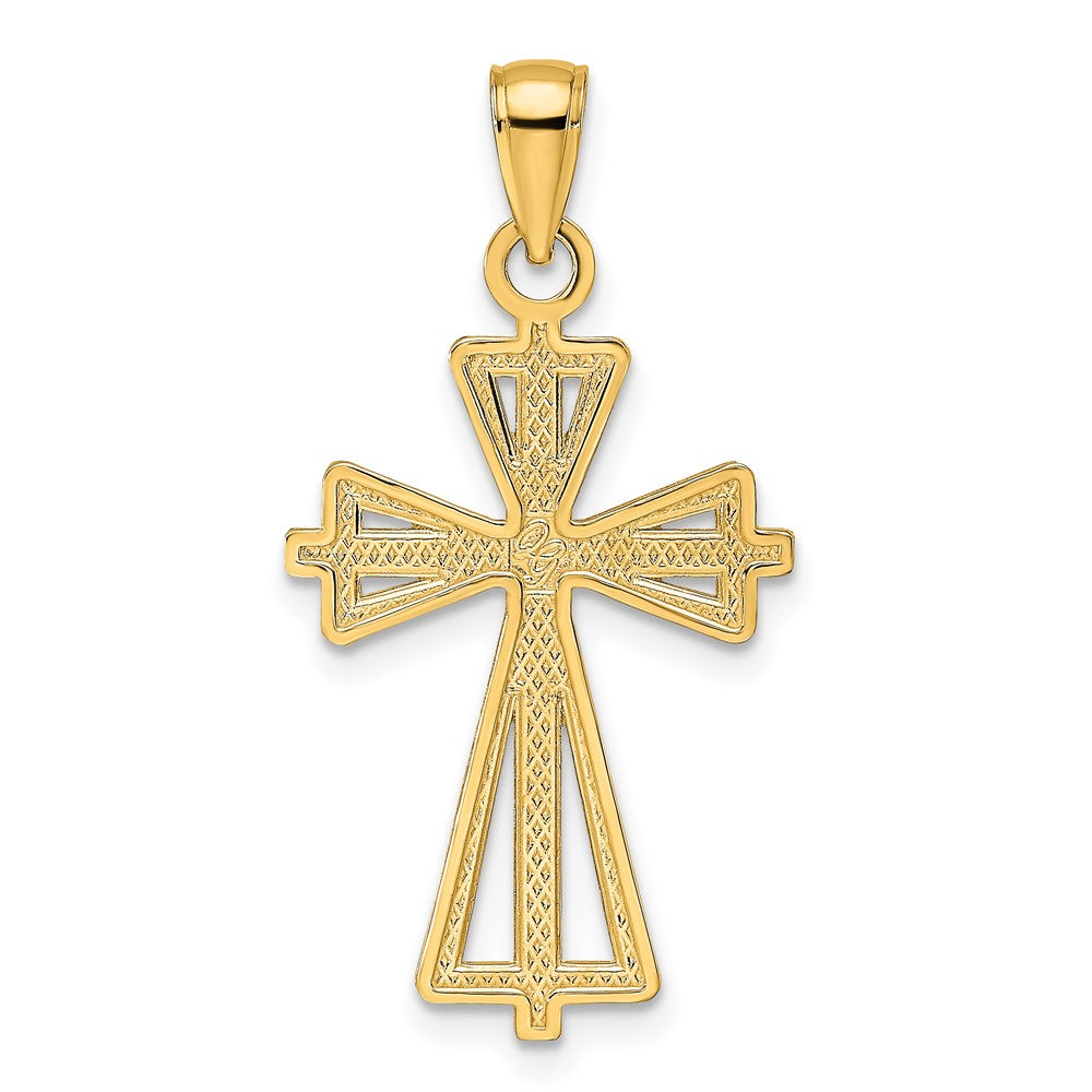 14k Yellow Gold Polished & Textured Cross Pendant