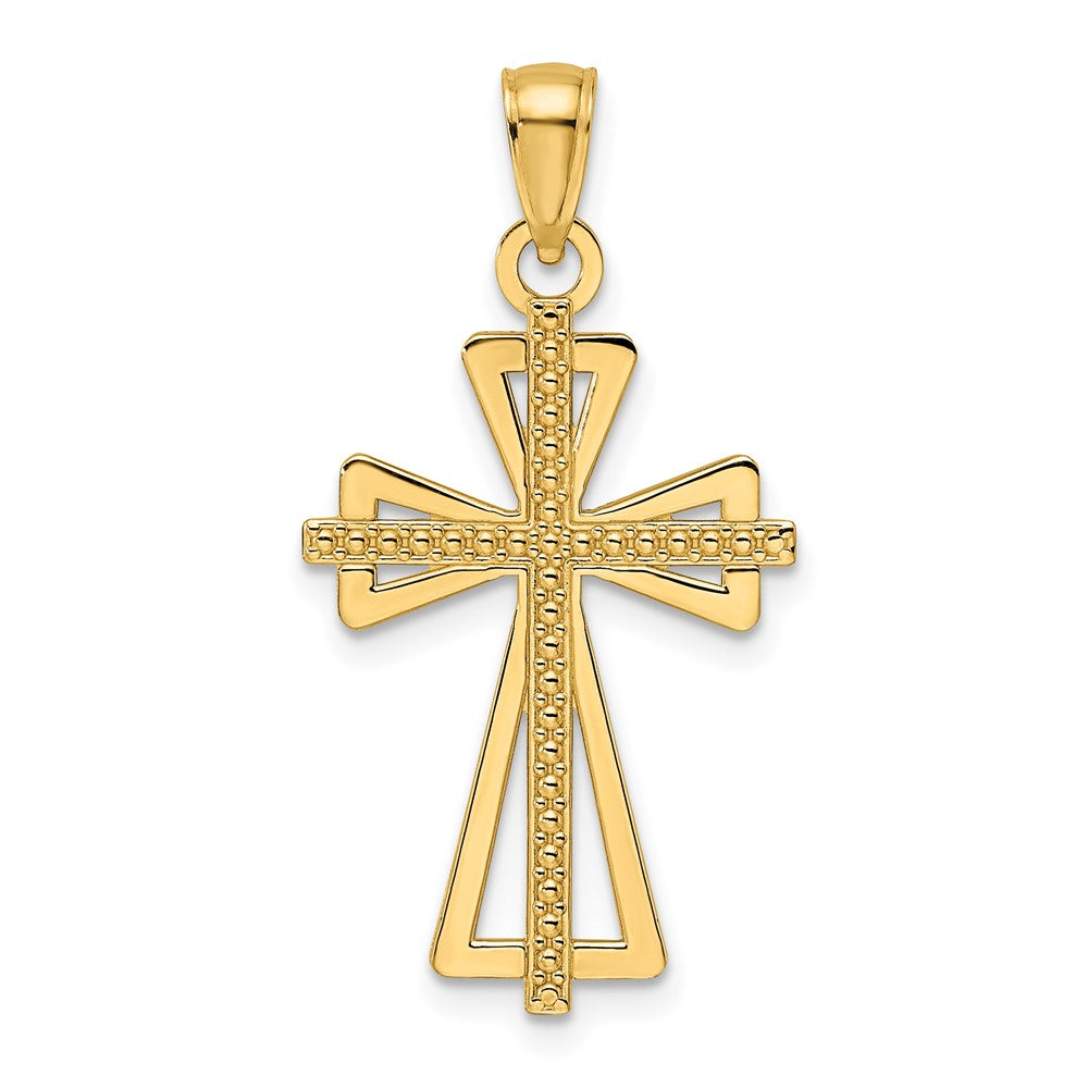 14k Yellow Gold Polished & Textured Cross Pendant