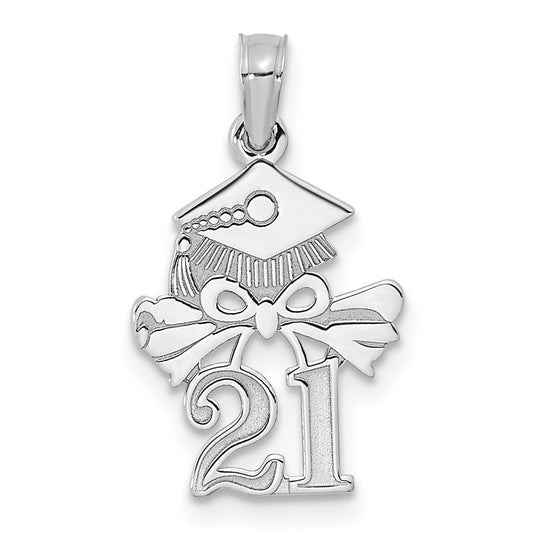 14k White Goldw Graduation Cap and Diploma - 2021 Charm