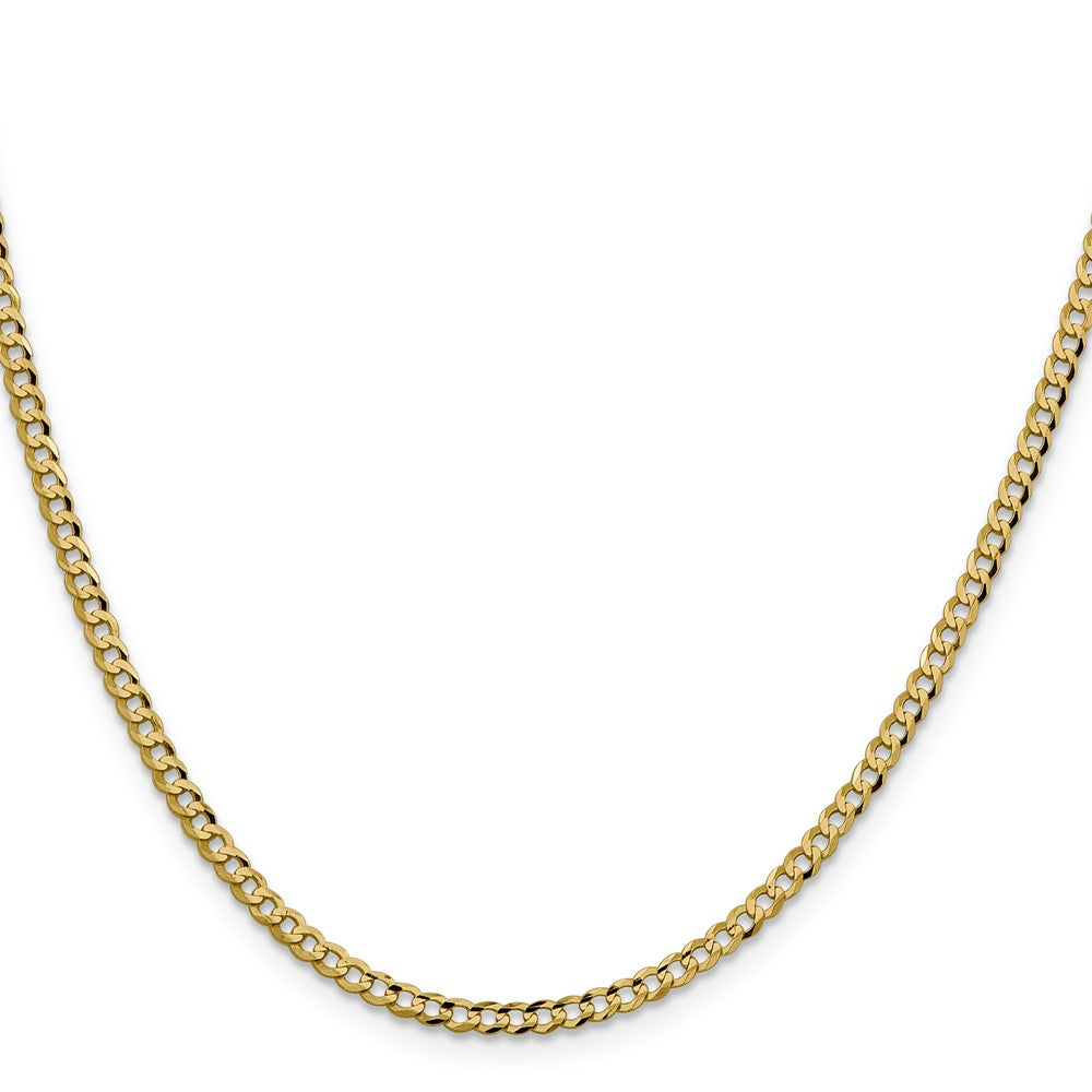 14K Yellow Gold 24 inch 3.1mm Lightweight Flat Cuban with Lobster Clasp Chain Necklace