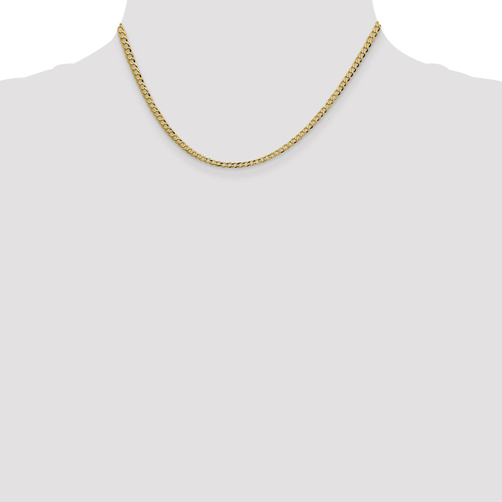 14K Yellow Gold 16 inch 3.1mm Lightweight Flat Cuban with Lobster Clasp Chain Necklace