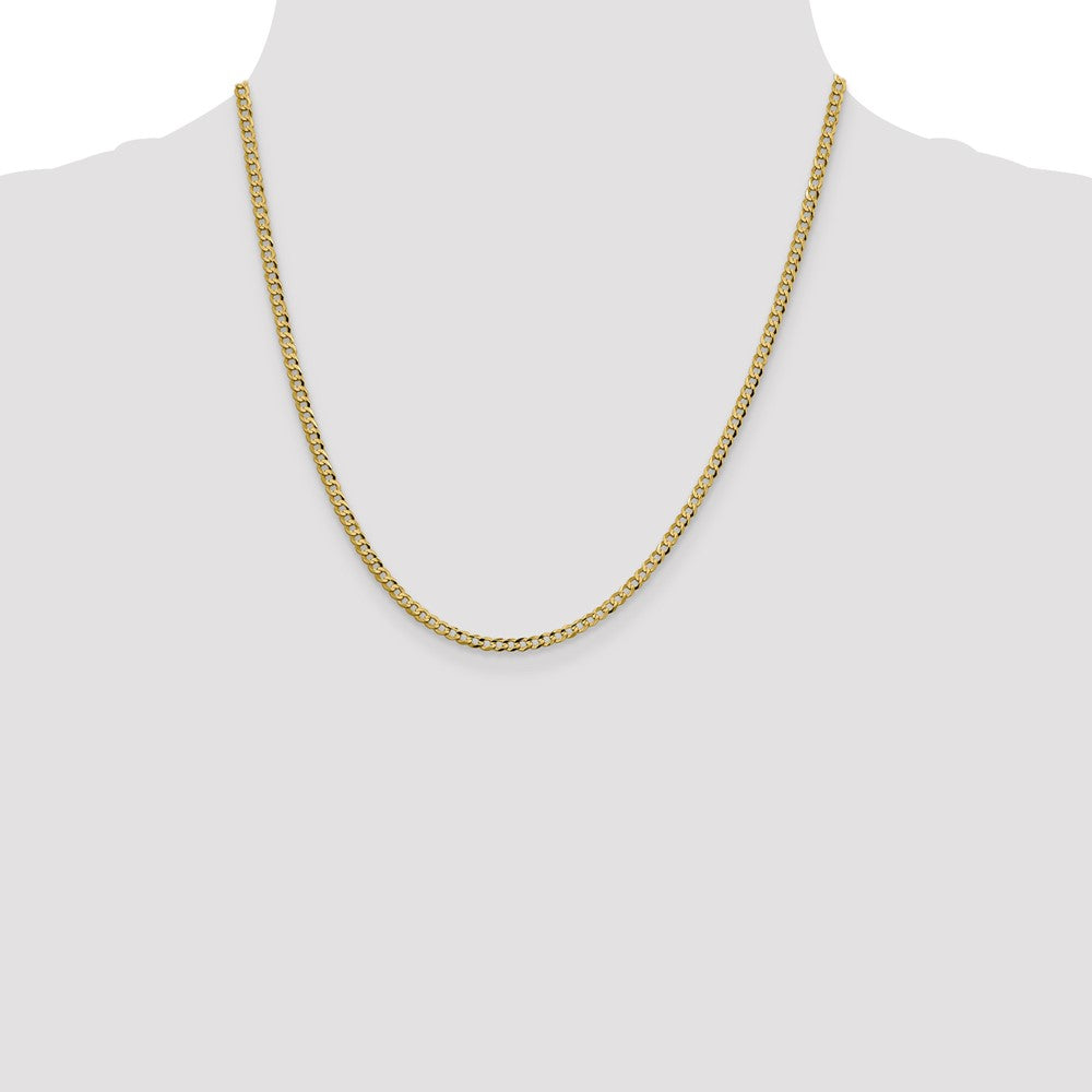 14K Yellow Gold 20 inch 3.1mm Lightweight Flat Cuban with Lobster Clasp Chain Necklace