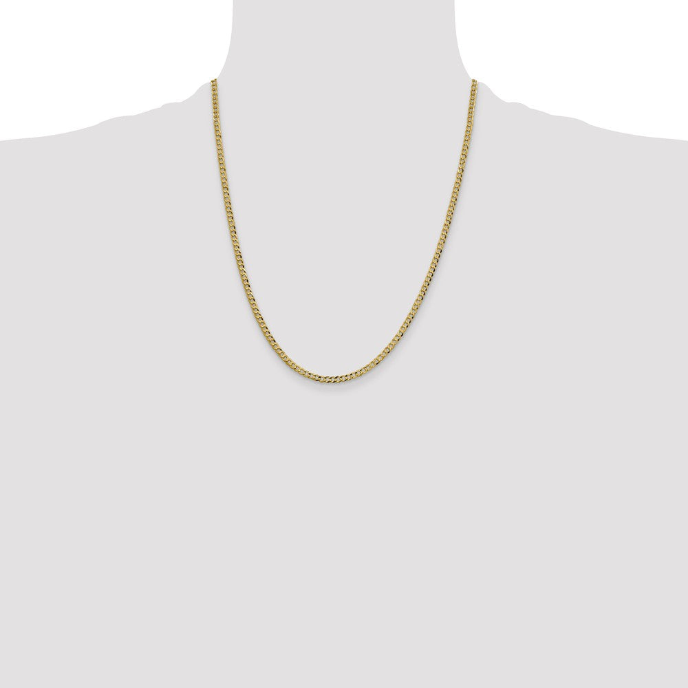 14K Yellow Gold 22 inch 3.1mm Lightweight Flat Cuban with Lobster Clasp Chain Necklace