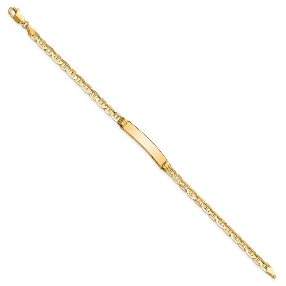 Solid 14K Yellow Gold Anchor Link ID Bracelet