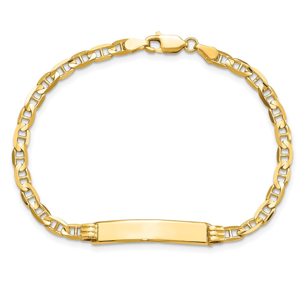 Solid 14K Yellow Gold Anchor Link ID Bracelet