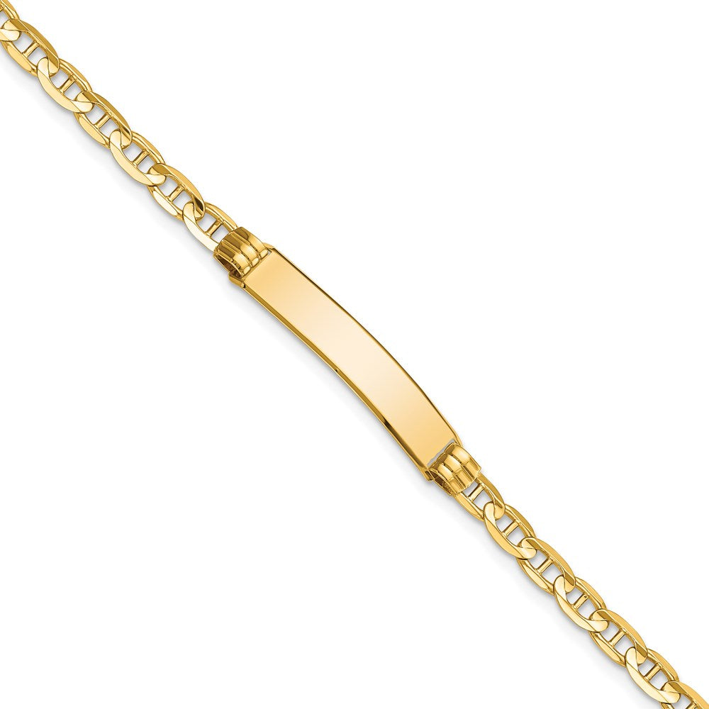 Solid 14K Yellow Gold Anchor Link ID Bracelet