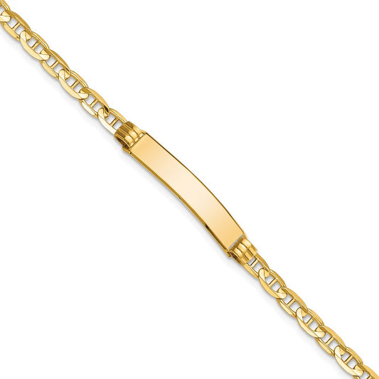 Solid 14K Yellow Gold Anchor Link ID Bracelet