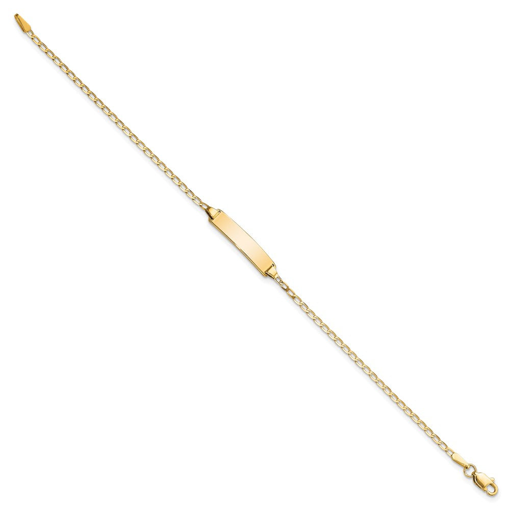 Solid 14K Yellow Gold Flat Curb Link ID Bracelet