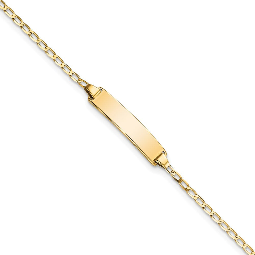 Solid 14K Yellow Gold Flat Curb Link ID Bracelet