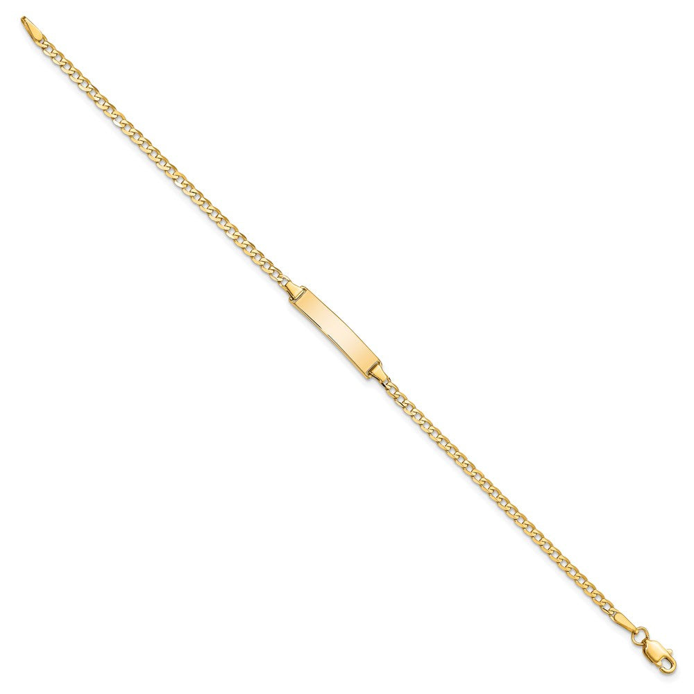 Solid 14K Yellow Gold Flat Curb Link ID Bracelet