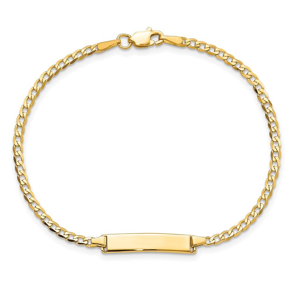 Solid 14K Yellow Gold Flat Curb Link ID Bracelet