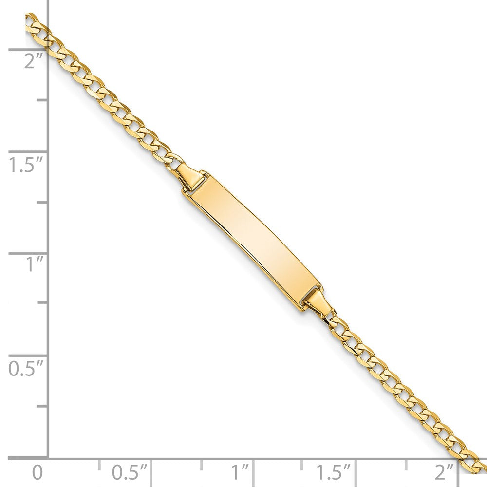 Solid 14K Yellow Gold Flat Curb Link ID Bracelet