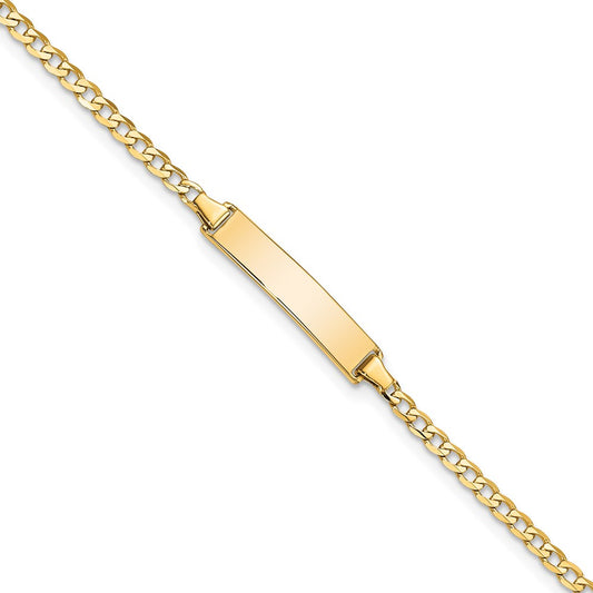 Solid 14K Yellow Gold Flat Curb Link ID Bracelet