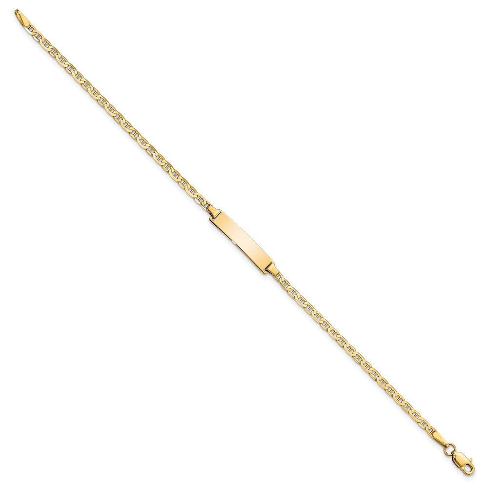 Solid 14K Yellow Gold Flat Anchor Link ID Bracelet