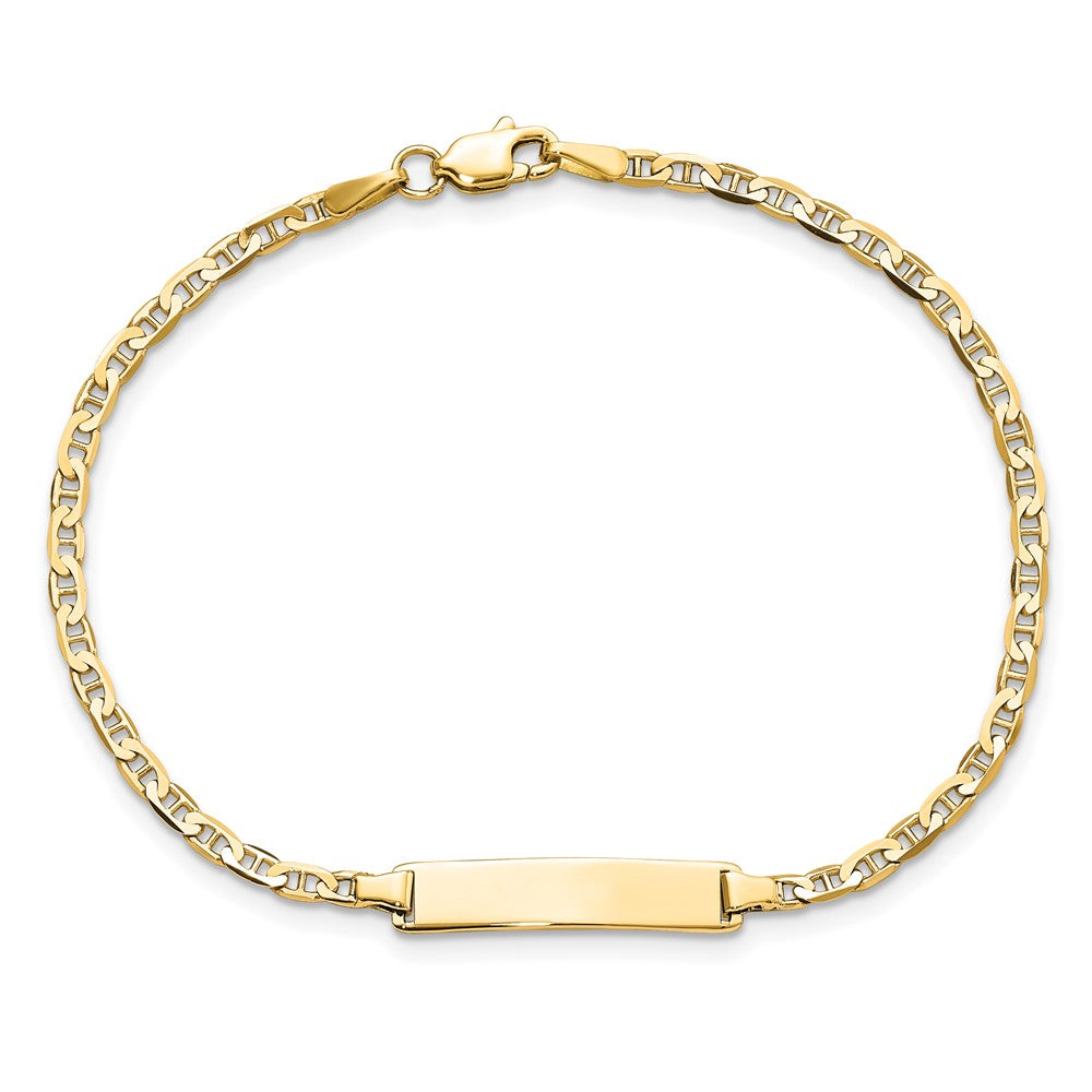 Solid 14K Yellow Gold Flat Anchor Link ID Bracelet