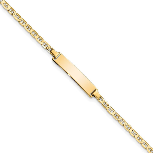 Solid 14K Yellow Gold Flat Anchor Link ID Bracelet