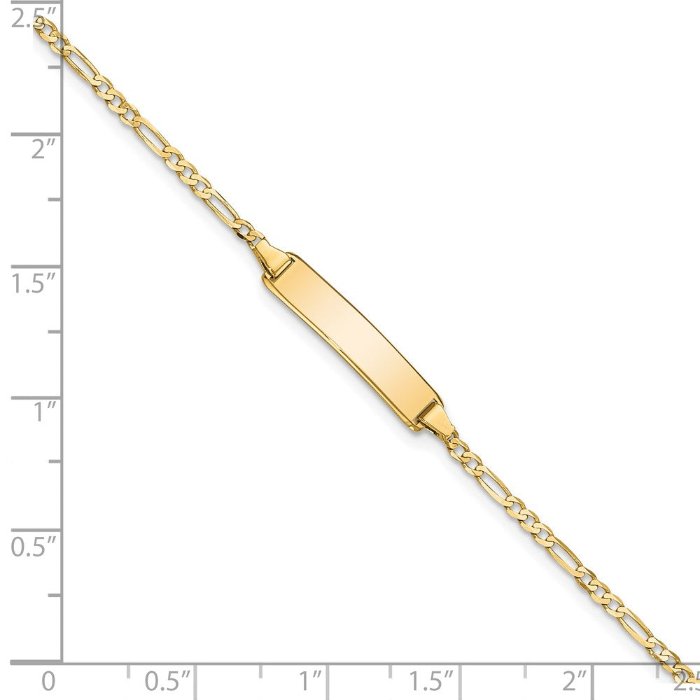 Solid 14K Yellow Gold Flat Figaro Link ID Bracelet