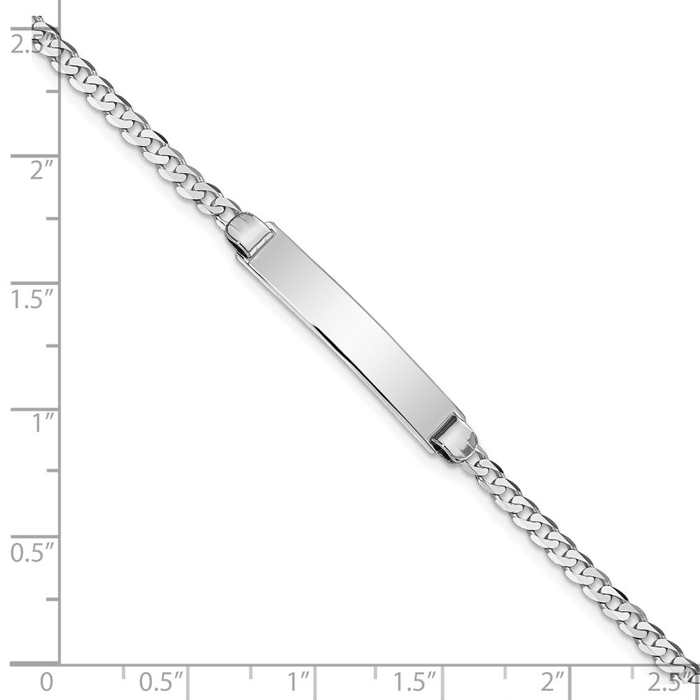 Solid 14K White Gold Flat Curb Link ID Bracelet