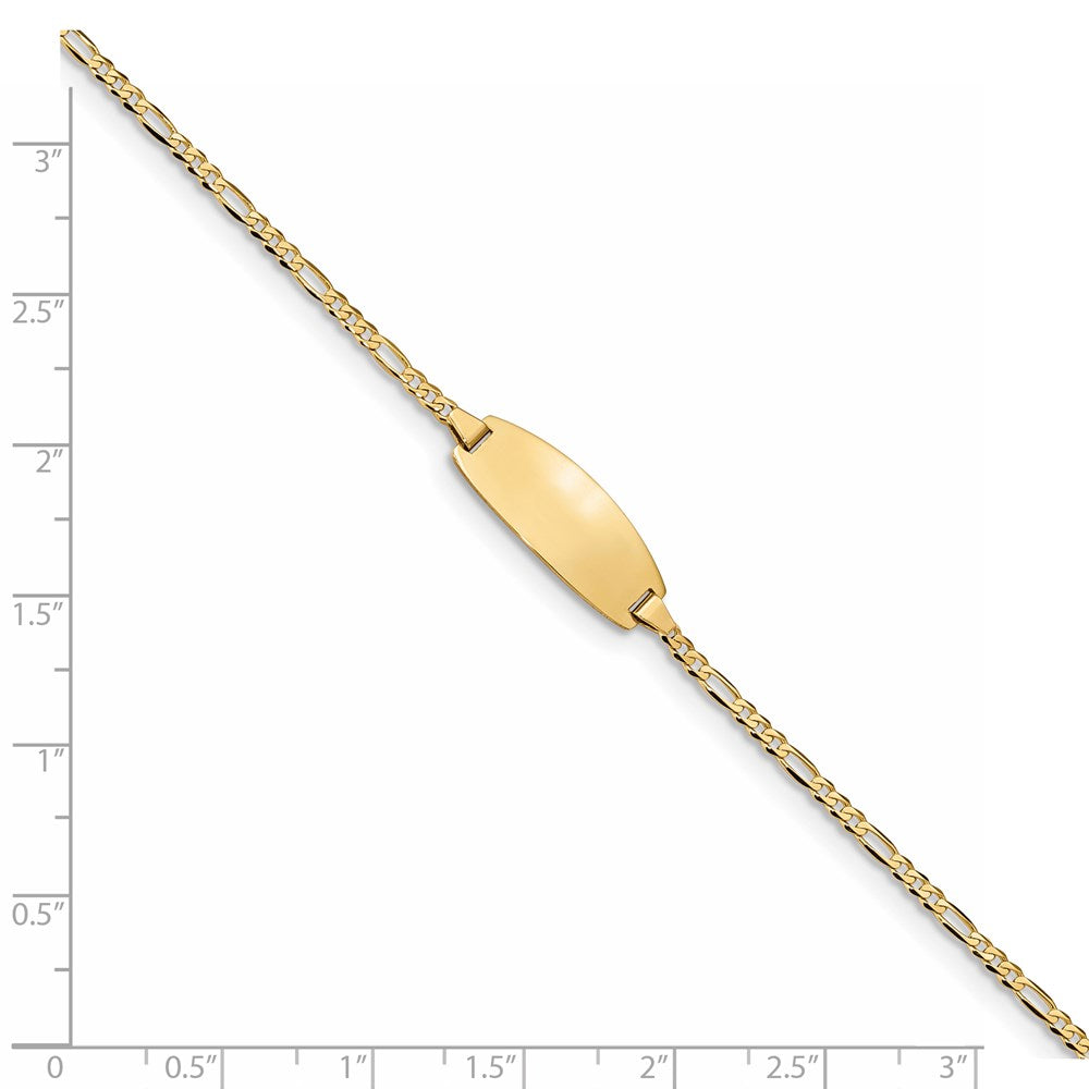 Solid 14K Yellow Gold Oval Figaro ID Bracelet