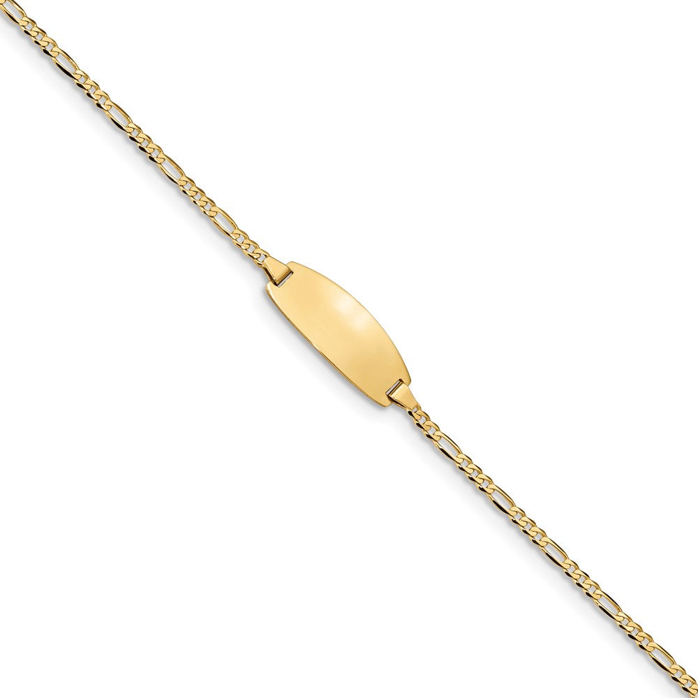 Solid 14K Yellow Gold Oval Figaro ID Bracelet