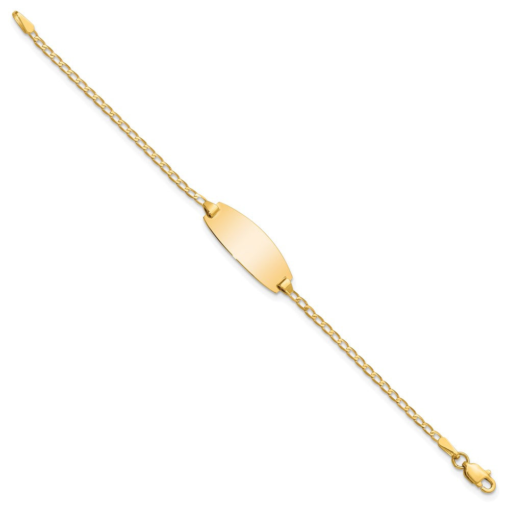 Solid 14K Yellow Gold Oval Curb ID Bracelet